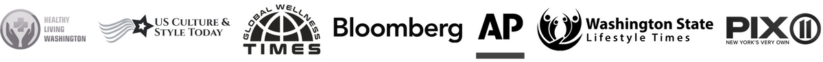 Logos of various media organizations including Bloomberg, AP, Washington State Lifestyle Times, and more.