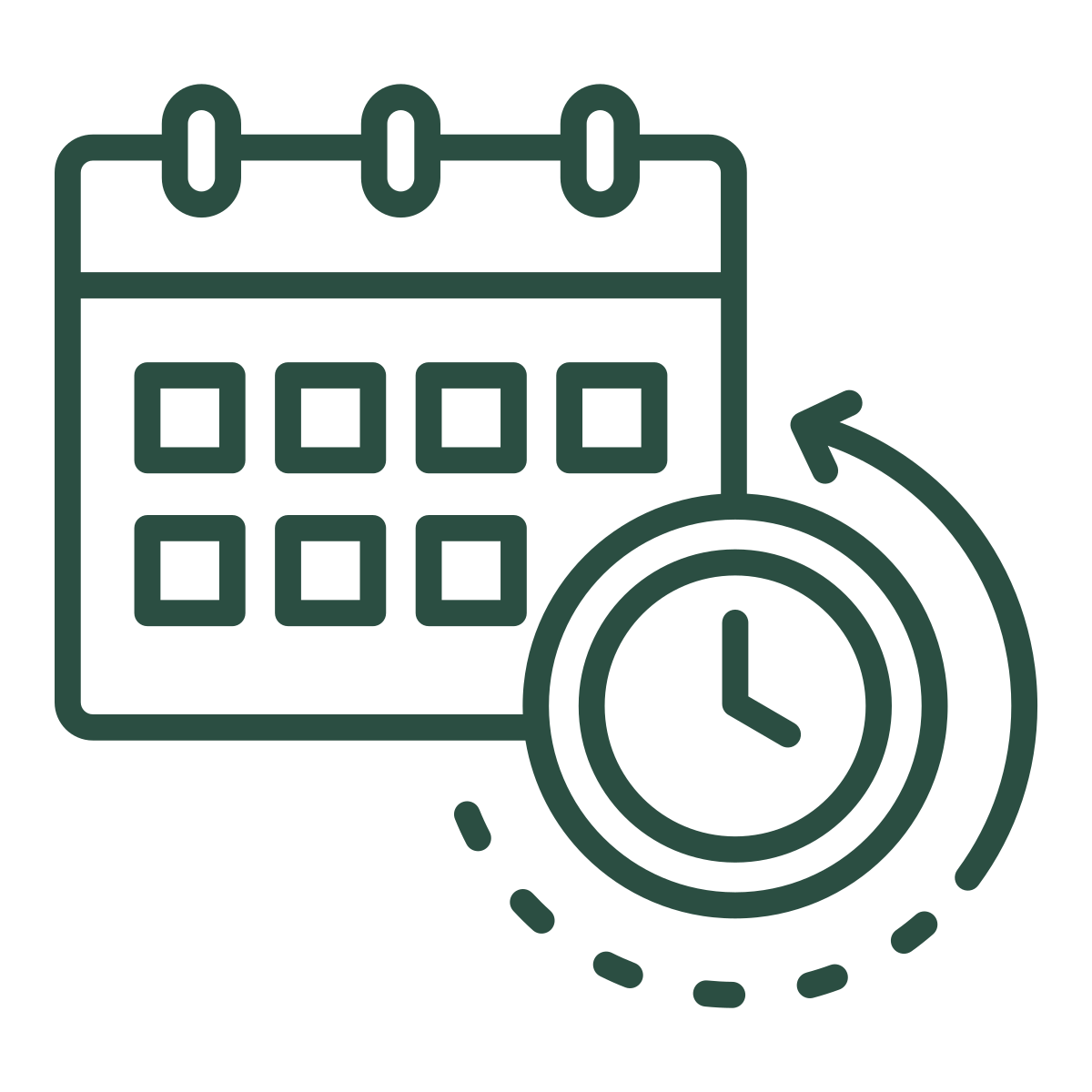 Icon of a calendar and a clock.