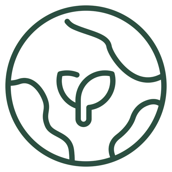 Icon of the Earth with plants on it.