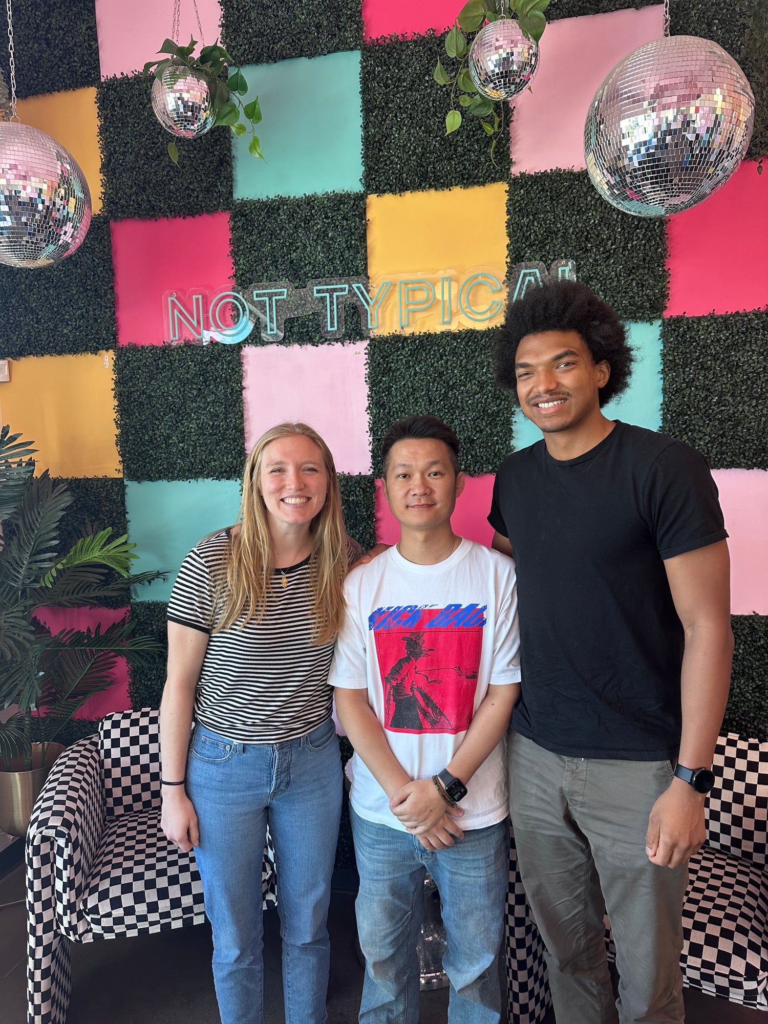 Tynan and Miles with their manufacturing project manager, Tim Ren